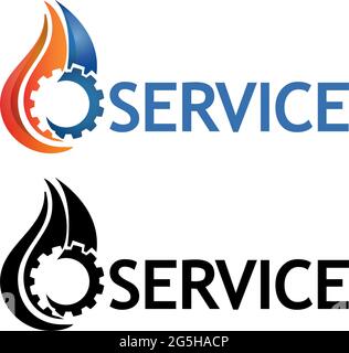 Word service with crown vector. Flat vector illustration on white background Stock Vector