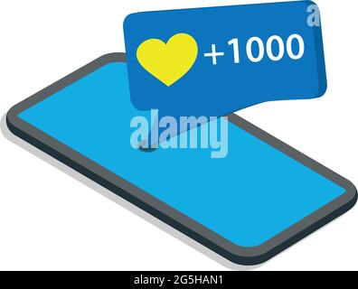 1000 like icon and smartphone Stock Vector