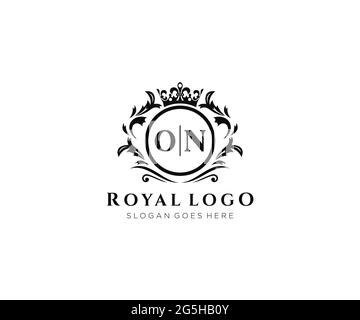 ON Letter Luxurious Brand Logo Template, for Restaurant, Royalty, Boutique, Cafe, Hotel, Heraldic, Jewelry, Fashion and other vector illustration. Stock Vector