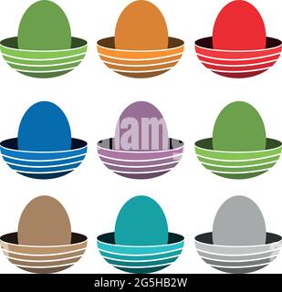 Eggs in the nest. Eggs set icon  vector illustration Stock Vector
