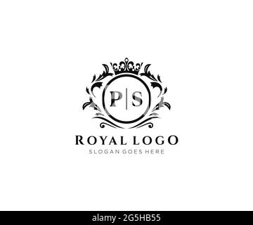 Initials P S Logo Luxurious Golden Stock Vector (Royalty Free