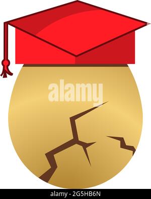 Egg wear graduation hat stock icon. Vector Illustration on white background Stock Vector