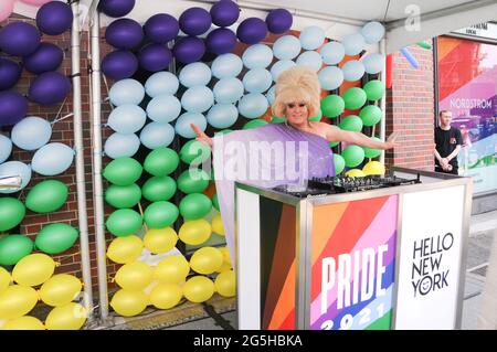 DJ Lady Bunny (Jon Ingle) attends the Leslie Jordan x Nordstrom NYC Pride Event in, meet-and-greet and book signing New York City.Leslie Jordan and Nordstrom celebrate the NYC Pride March at the Nordstrom Local West Village location with a customer meet and greet and a signing of his newly released book, How Y'all Doing?: Misadventures and Mischief from a Life Well Lived. Nordstrom is proud to be a Gold Sponsor of NYC Pride 2021. Year-round, Nordstrom provides grants and funding to LGBTQIA  organizations like the Hetrick-Martin Institute, Pride Foundation God's Love We Deliver, Human Rights C Stock Photo