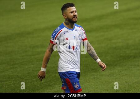 Luiz Otavio of Bahia Celebrates his goal (1-1) during the Brazilian  National league (Campeonato Brasileiro) football match between Palmeiras v  Bahia at Allianz Parque formerly known as Palestra Italia in Sao Paulo