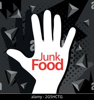 No junk food with hand Vector Icon Illustration. Stock Vector