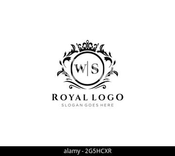 WS Letter Luxurious Brand Logo Template, for Restaurant, Royalty, Boutique, Cafe, Hotel, Heraldic, Jewelry, Fashion and other vector illustration. Stock Vector