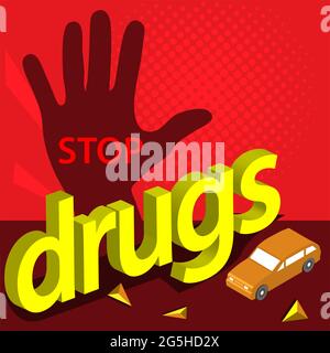 No drugs with hand Vector Icon Illustration. Stock Vector