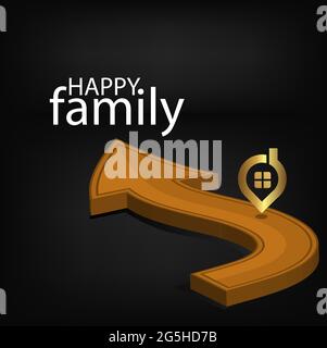 Road to happy family. stock illustration Vector. illustration on black gradient background. Stock Vector