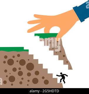Illustration of making stairs on cliff. Vector Illustration Stock Vector