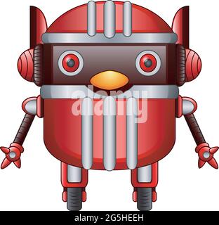 Red robot cartoon on the wheels Stock Vector