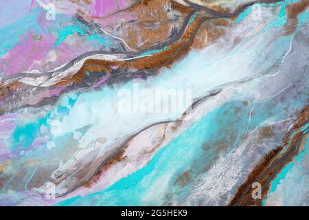 Light blue abstract painting background. Painted by alcohol ink. Stock Photo