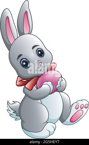 Cartoon rabbit carrying easter egg Stock Vector