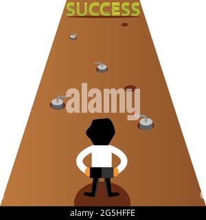 Success and business man. This theme template is showing the concept of obstacles faced to succeed Stock Vector