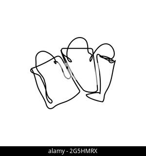 Shopping Bag Continuous One Line Art Drawing Stock Vector