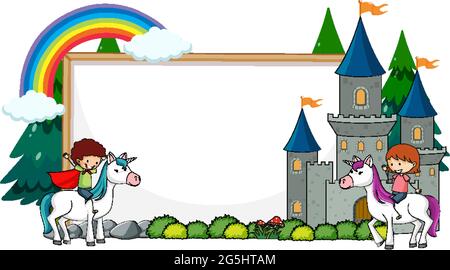Empty banner with fairy tale cartoon character and elements isolated ...