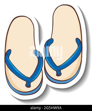 A sticker template with summer flip flops isolated illustration Stock Vector
