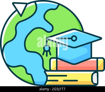 Student exchange programme RGB color icon Stock Vector