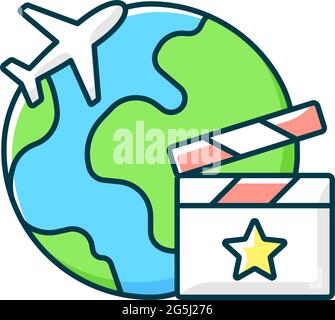Setjetting tourism RGB color icon Stock Vector
