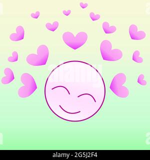 Love emotion face in pink with heart 07 Stock Vector