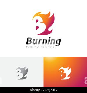 B Letter Burning Hot Fire Flame Initial Logo Symbol Stock Vector