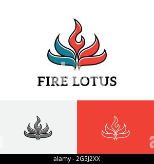Fire Flame Lotus Water Plant Flower Nature Logo Stock Vector