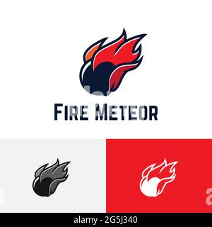 Fire Meteor Ball Comet Fall Space Game Sport Logo Stock Vector