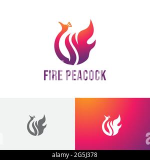 Fire Flame Peacock Phoenix Hot Modern Simple Business Logo Stock Vector