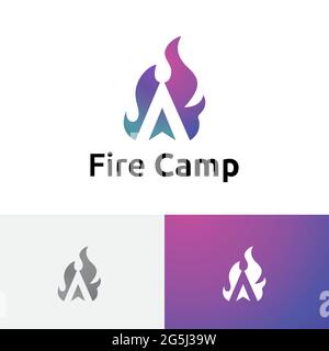 Camp Fire Flame Bonfire Nature Adventure Simple Logo Stock Vector