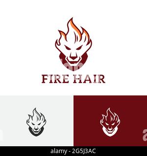 Fire Hair Tiger Lion Head Game Esport Logo Stock Vector
