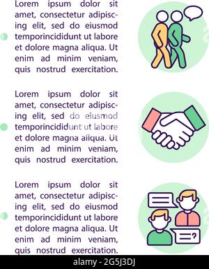 Teaching kids to interact concept line icons with text Stock Vector