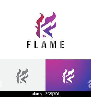 K Letter Burning Hot Fire Flame Initial Logo Symbol Stock Vector