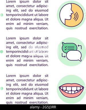 Teaching kids to talk concept line icons with text Stock Vector
