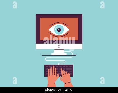 Big brother is watching, global surveillance, security, spying. Stock Vector