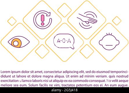 Autism disorder concept line icons with text Stock Vector