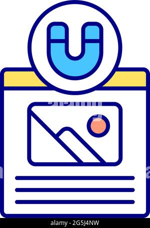 Writing magnetic blog post RGB color icon Stock Vector