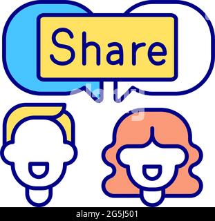 Sharing post on social media RGB color icon Stock Vector