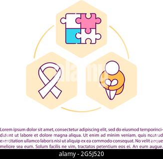 Autism treatment concept line icons with text Stock Vector