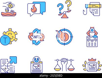 Viral marketing RGB color icons set Stock Vector