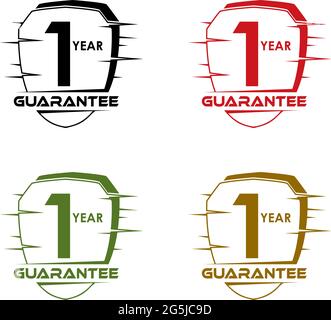Shield with text guarantee one years icon, stock icon and background Stock Vector
