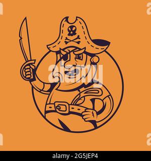 Pretend I'm A Pirate T shirt Design Vector. Skull in pirate bandana with  knife in mouth. Print for T-shirt, typography, vintage graphic print for t  shirt , fashion, sticker, posters and others.