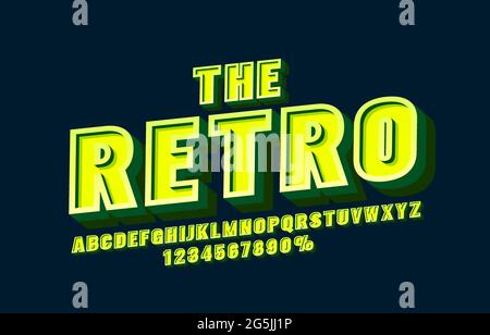 Retro font set collection, letters and numbers symbol. Vector Stock ...