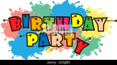Birthday party colorful typography, flat design, vector Stock Vector