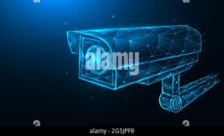 Vector polygonal illustration of cctv camera, security camera, video surveillance system. Stock Vector