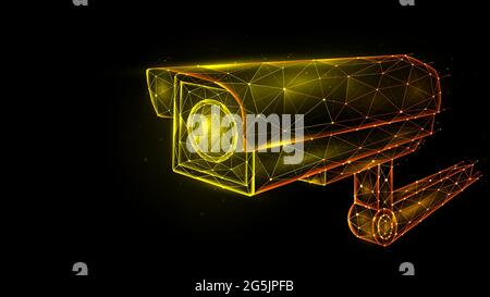 Vector polygonal illustration of security camera, cctv camera, video surveillance system. Stock Vector