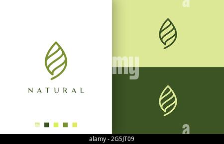 abstract green leaf logo with simple and modern style Stock Vector