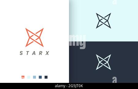 letter x or star logo in simple and modern style Stock Vector