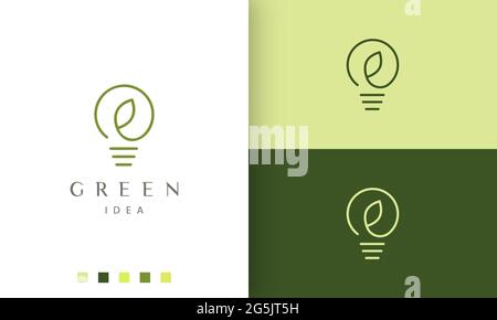 natural leaf bulb logo in simple and modern style Stock Vector