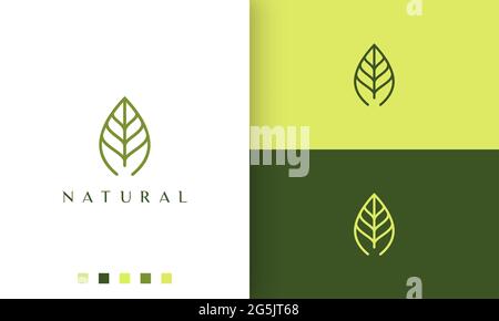 green leaf logo with simple and modern style Stock Vector