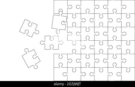 Jigsaw puzzle background with white pieces. Abstract mosaic template. Vector illustration. Stock Vector