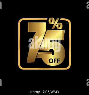 75 percent off sale promotion gold, vector. stock icon. Stock Vector